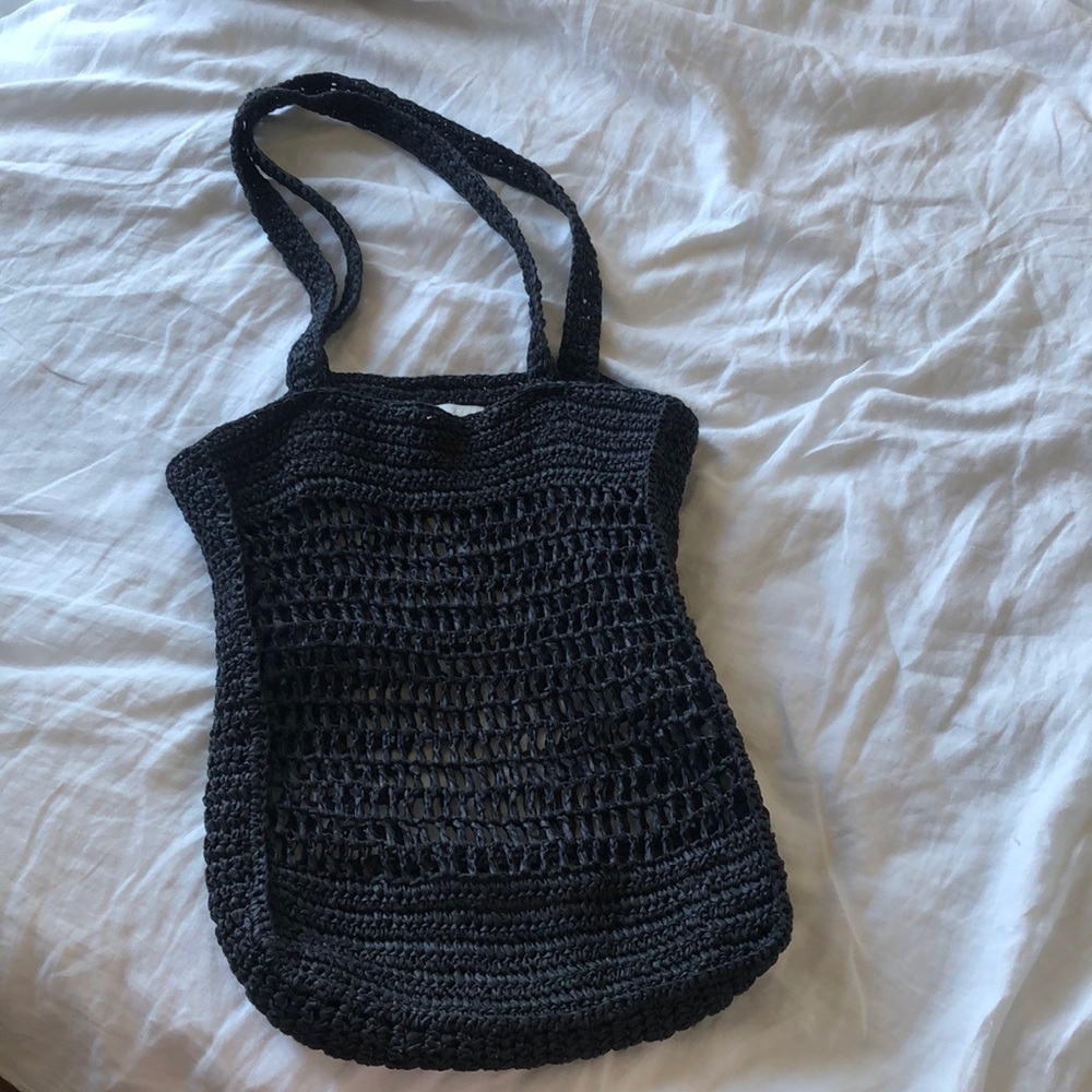 H&M black rafia bag